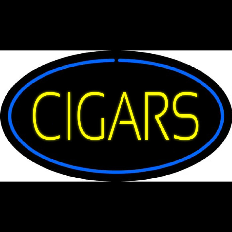 Yellow Cigars Blue Oval Neonreclame