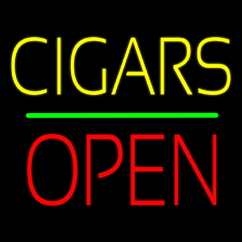 Yellow Cigars Red Block Open Green Line Neonreclame