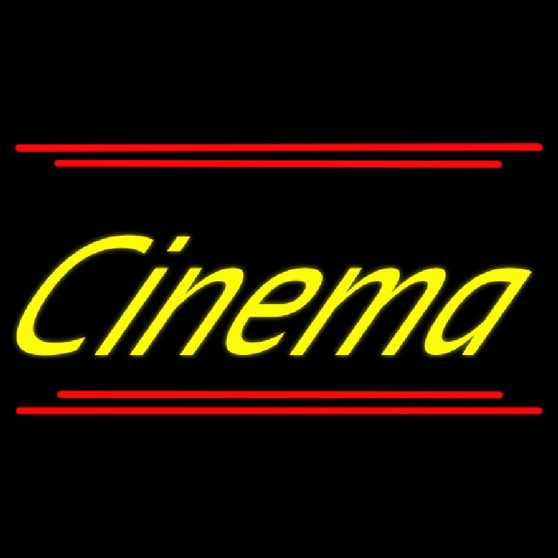 Yellow Cursive Cinema With Line Neonreclame