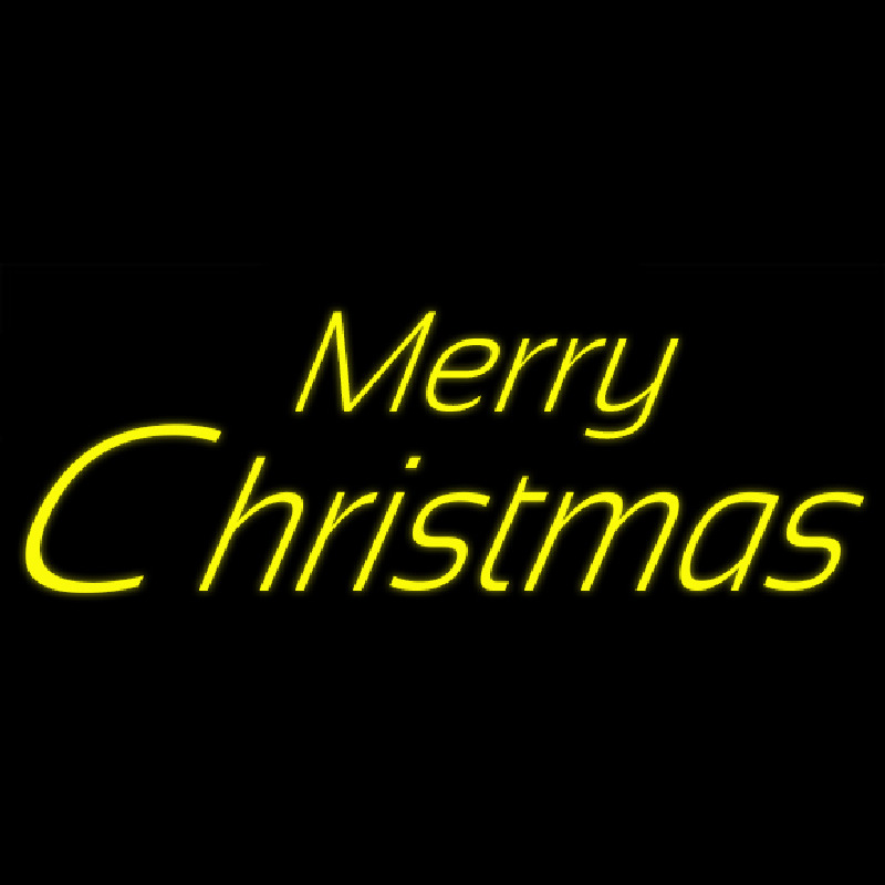 Yellow Cursive Merry Christmas Neonreclame