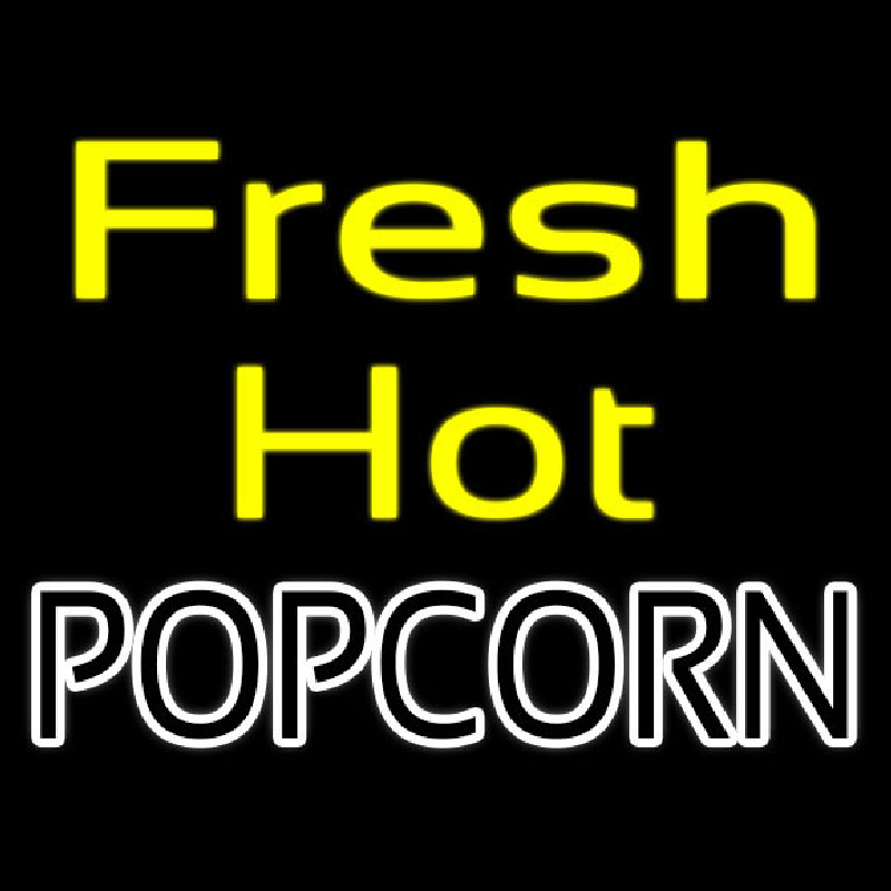 Yellow Fresh Hot White Popcorn Neonreclame