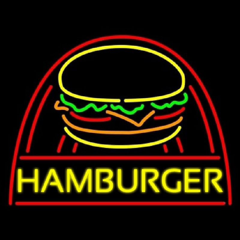 Yellow Hamburger With Logo Neonreclame