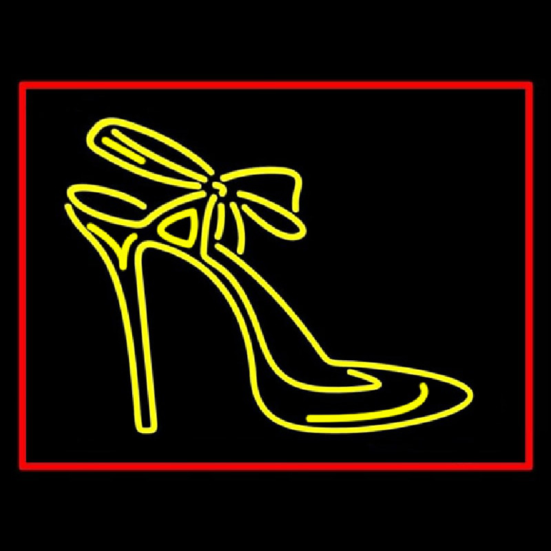Yellow High Heels With Ribbon Neonreclame