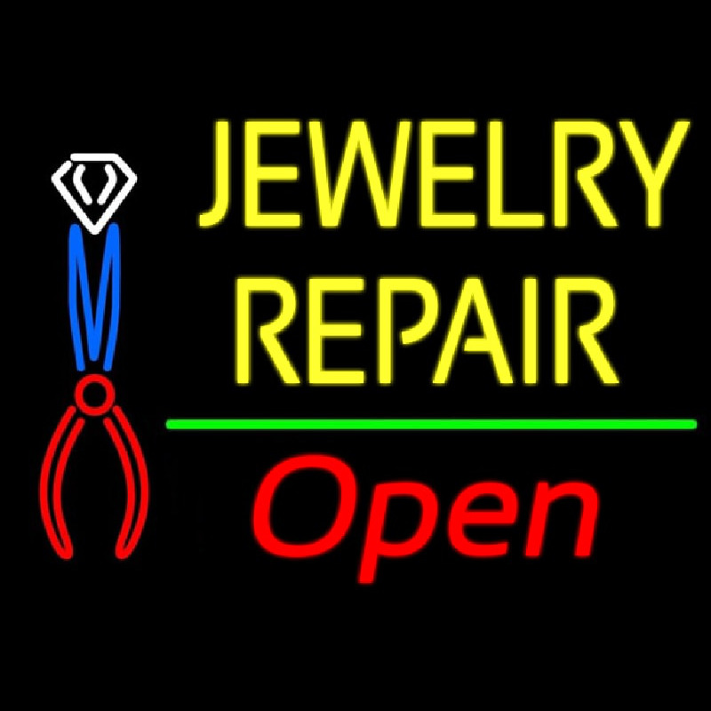 Yellow Jewelry Repair Red Open Block Neonreclame
