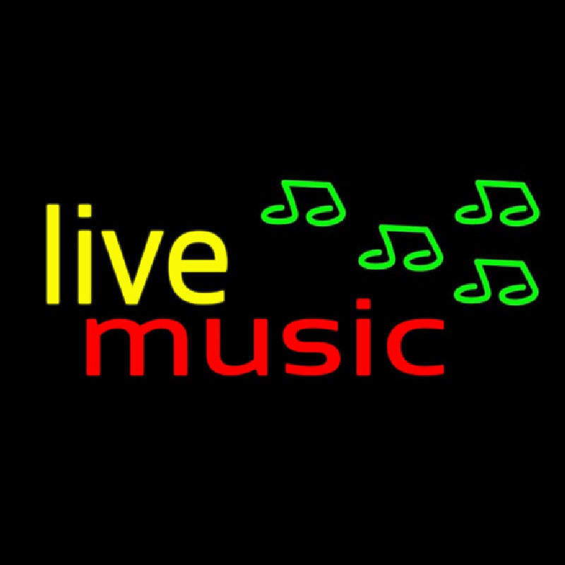 Yellow Live Music Cursive Neonreclame