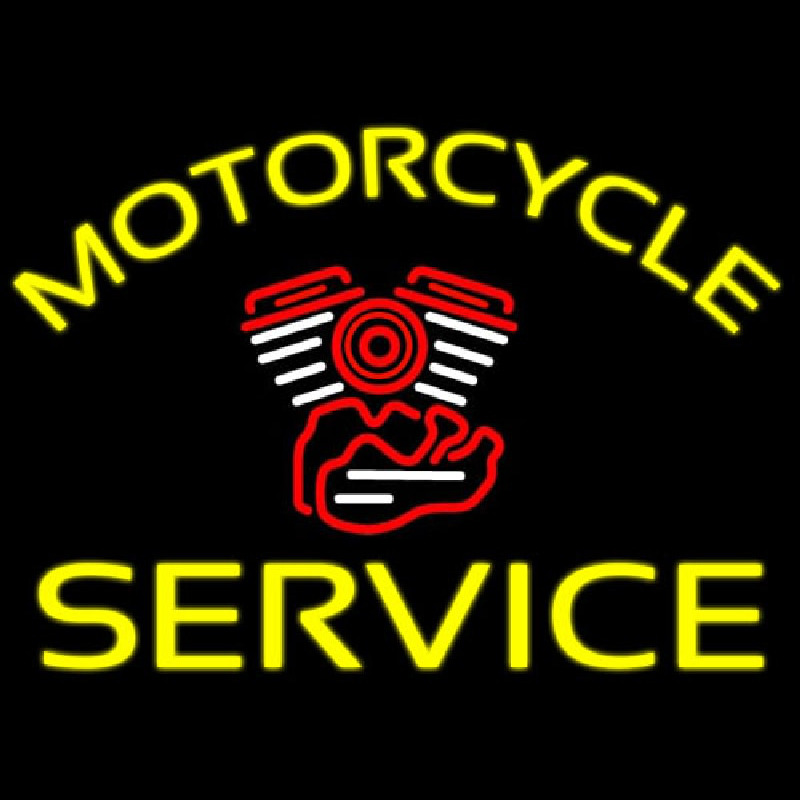 Yellow Motorcycle Service Neonreclame