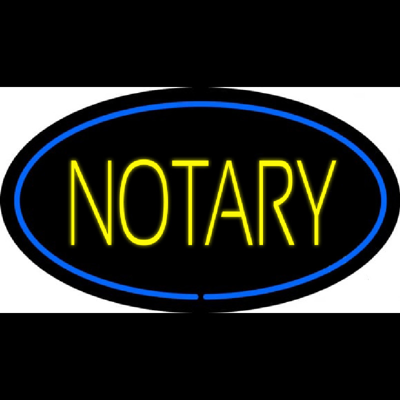 Yellow Notary Oval Blue Border Neonreclame