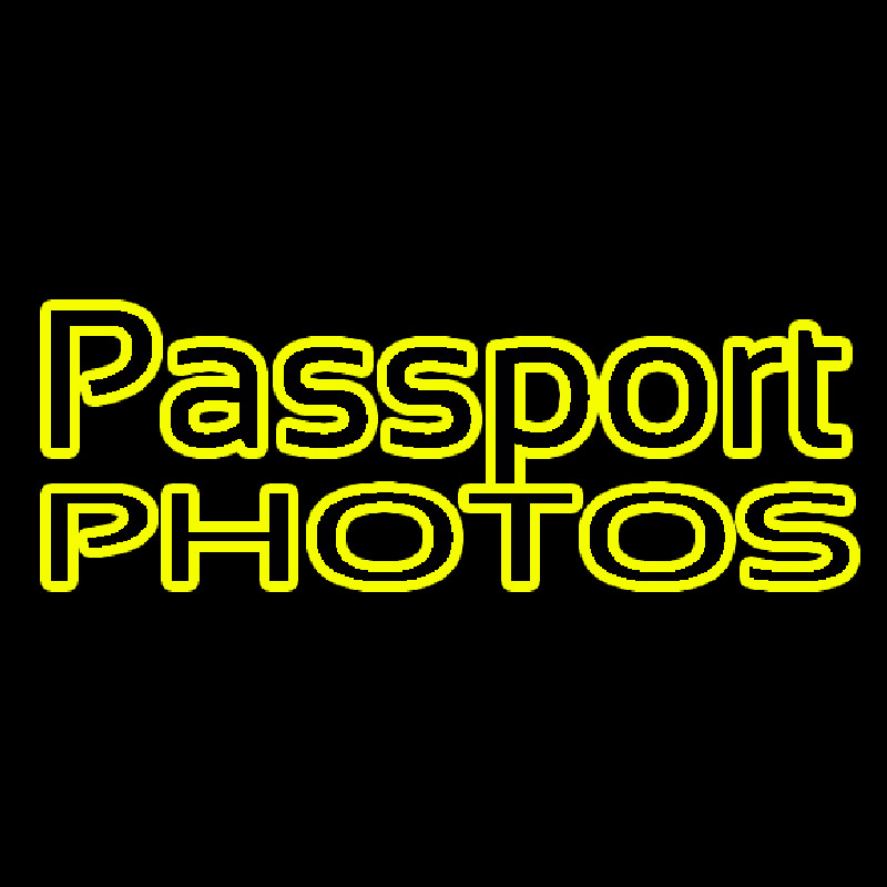 Yellow Passport Photos Block Neonreclame