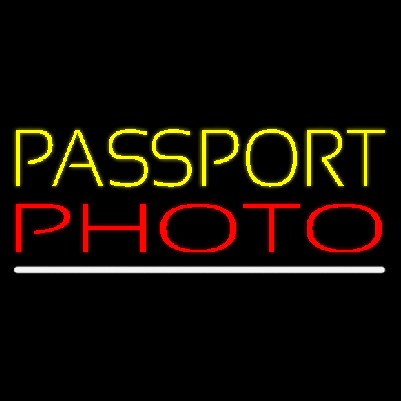 Yellow Passport Red Photo White Line Neonreclame