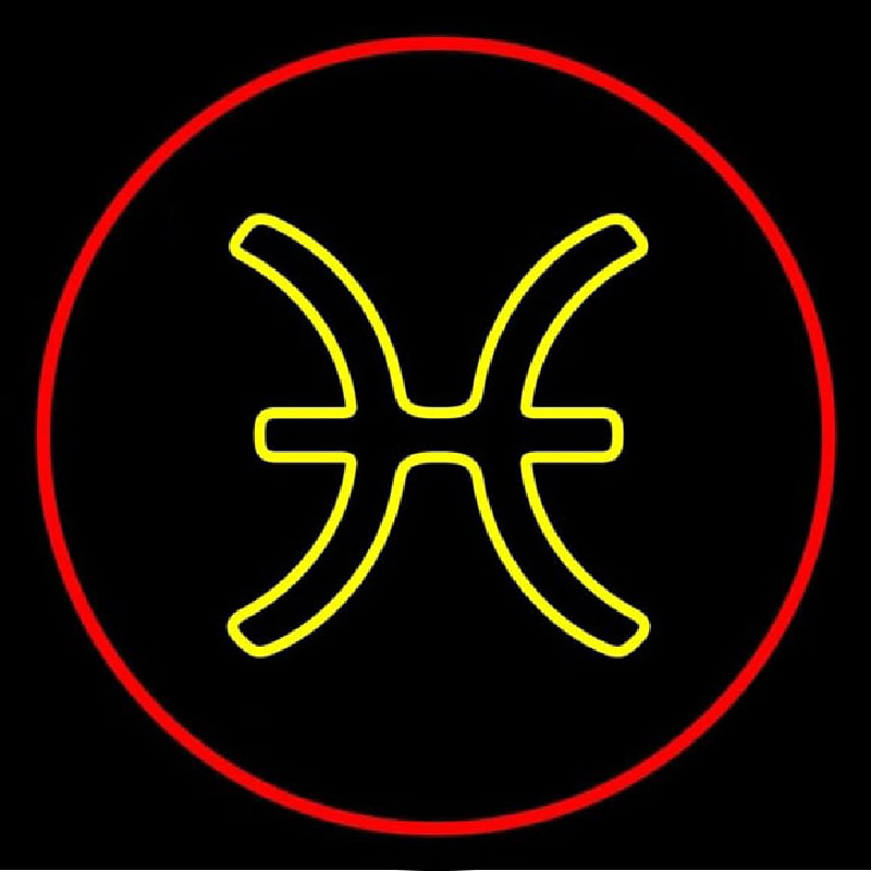 Yellow Pisces Red Border Neonreclame