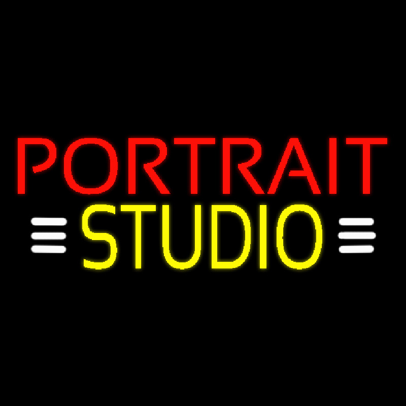 Yellow Portrait Studio With White Line Neonreclame