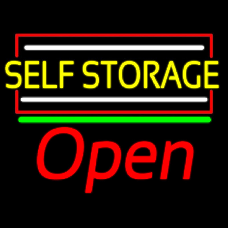 Yellow Self Storage Block With Open 1 Neonreclame