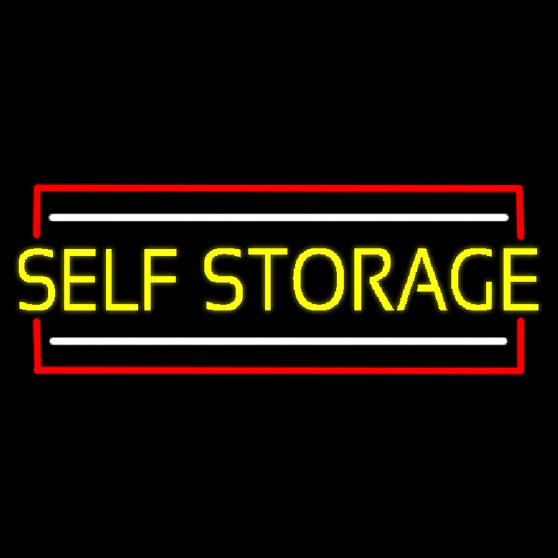 Yellow Self Storage Block With White Line Neonreclame