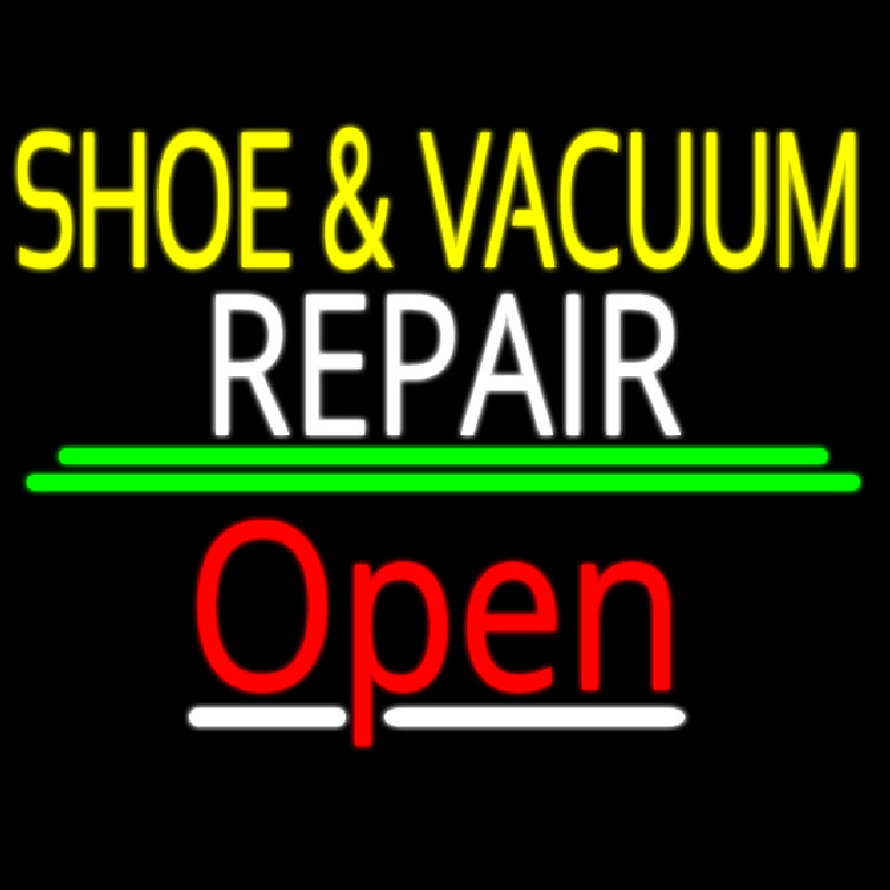 Yellow Shoe And Vacuum White Repair Open Neonreclame