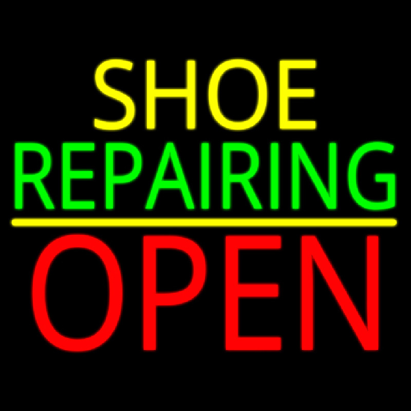 Yellow Shoe Green Repairing Open Neonreclame
