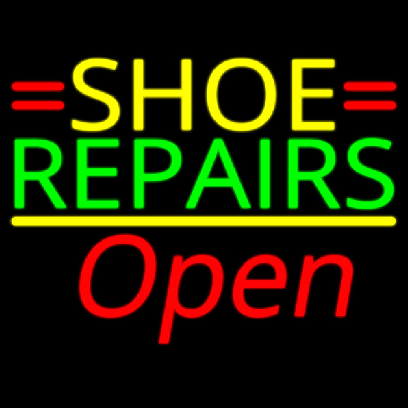 Yellow Shoe Green Repairs Open Neonreclame