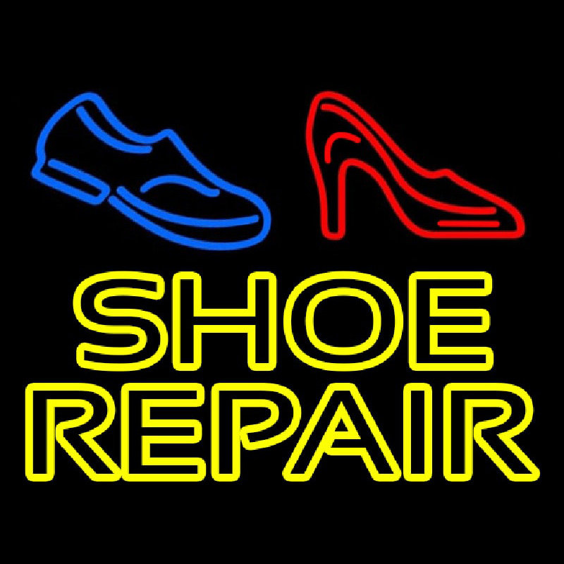 Yellow Shoe Repair With Sandal Shoe Neonreclame