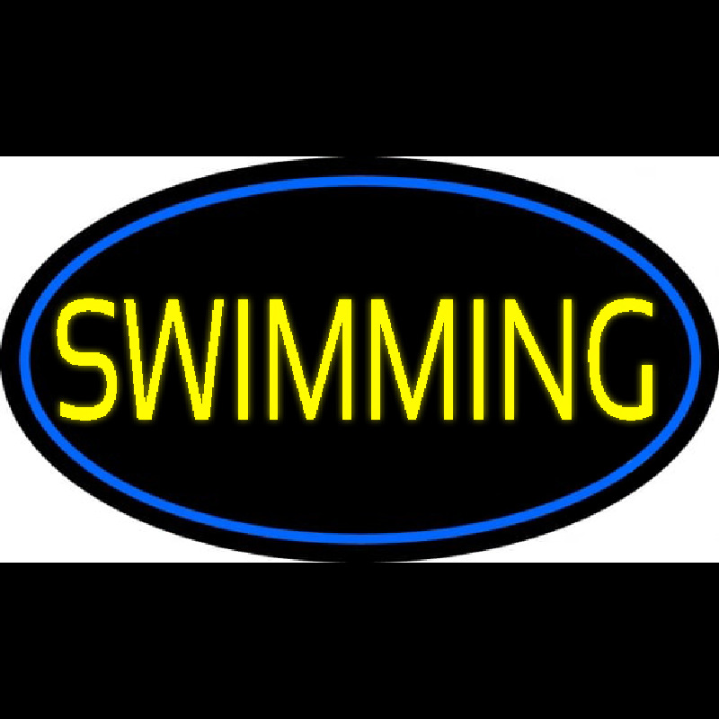 Yellow Swimming With Blue Border Neonreclame