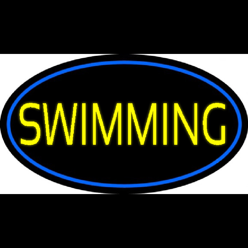 Yellow Swimming With Blue Border Neonreclame