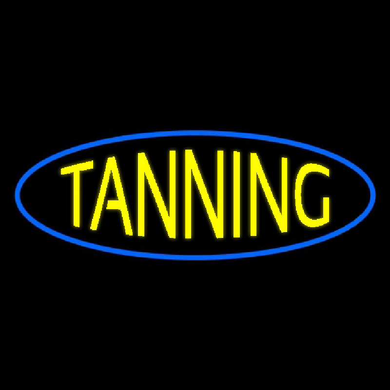 Yellow Tanning Blue Oval Neonreclame