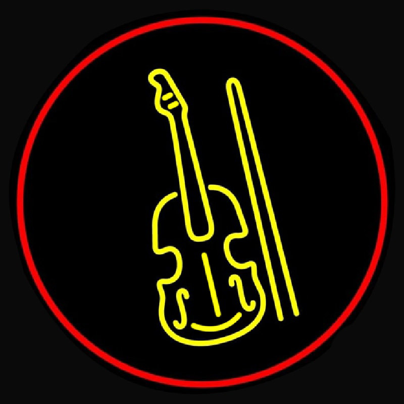 Yellow Violin Logo Red Border Neonreclame