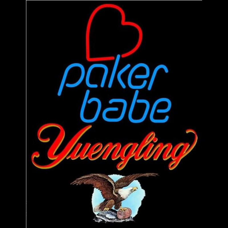 Yuengling Poker Girl Heart Babe Beer Sign Neonreclame