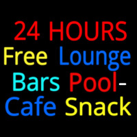 24 Hours Free Lounge Bars Pool Cafe Snack Neonreclame