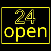 24 Open With Yellow Border Neonreclame