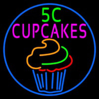 5c Cupcakes In Blue Round Neonreclame