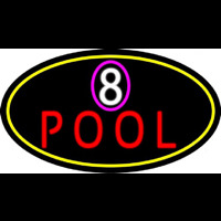 8 Pool Oval With Yellow Border Neonreclame