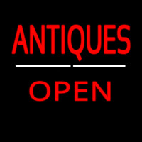 Antiques Open White Line Neonreclame