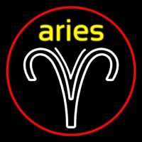 Aries Yellow Zodiac Border Red Neonreclame