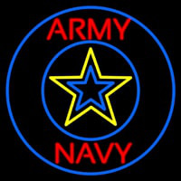 Army And Navy With Blue Round Neonreclame