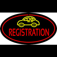 Auto Registration Oval Red Neonreclame