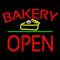 Bakery Logo Block Open Green Line Neonreclame