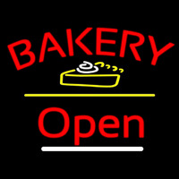 Bakery Logo Open Yellow Line Neonreclame