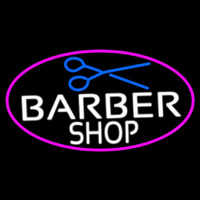 Barber Shop And Scissor With Pink Border Neonreclame