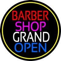 Barber Shop Grand Open With Yellow Border Neonreclame