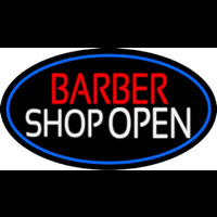 Barber Shop Open With Blue Border Neonreclame