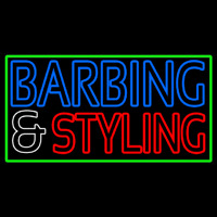 Barbering And Styling With Green Border Neonreclame
