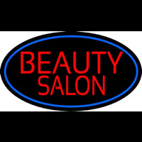 Beauty Salon Oval With Blue Border Neonreclame