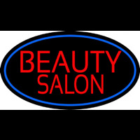 Beauty Salon Oval With Blue Border Neonreclame