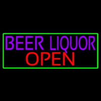 Beer Liquor Open With Green Border Neonreclame