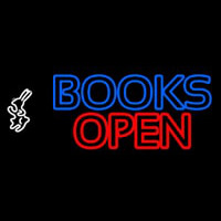 Blue Books With Rabbit Logo Open Neonreclame