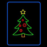 Blue Border Green Christmas Tree Neonreclame