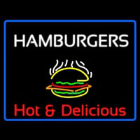 Blue Border Hamburgers Hot And Delicious With Border Neonreclame