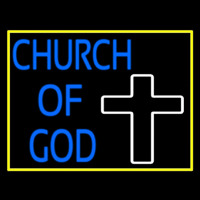 Blue Church Of God With Border Neonreclame