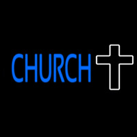 Blue Church With Cross Neonreclame