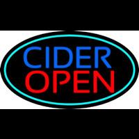 Blue Cider Open With Turquoise Oval Neonreclame