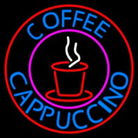 Blue Coffee Cappuccino With Red Circle Neonreclame